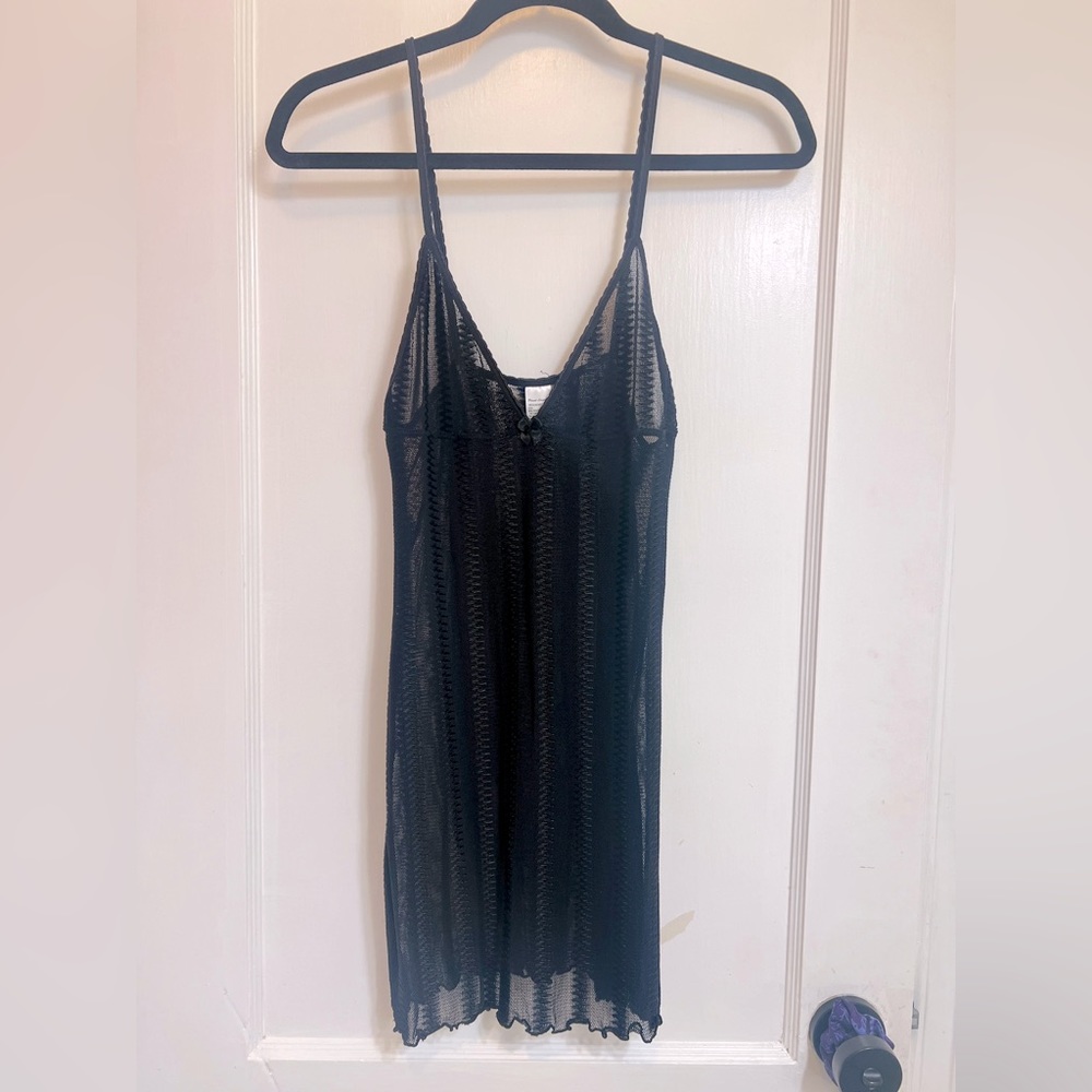 Black striped mesh slip dress from Planet Lingerie, size medium